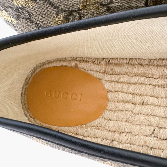 Gucci Pilar GG Bee Espadrille Flats EU 42 US 12 Beige Supreme Canvas Slip On - Picture 12 of 12